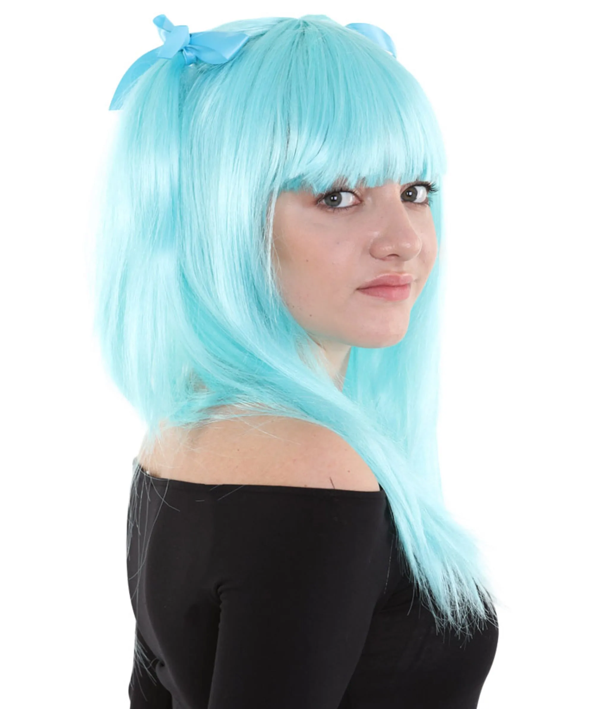 Game Womens Wig | Light Blue Cosplay Wig | Premium Breathable Capless Cap