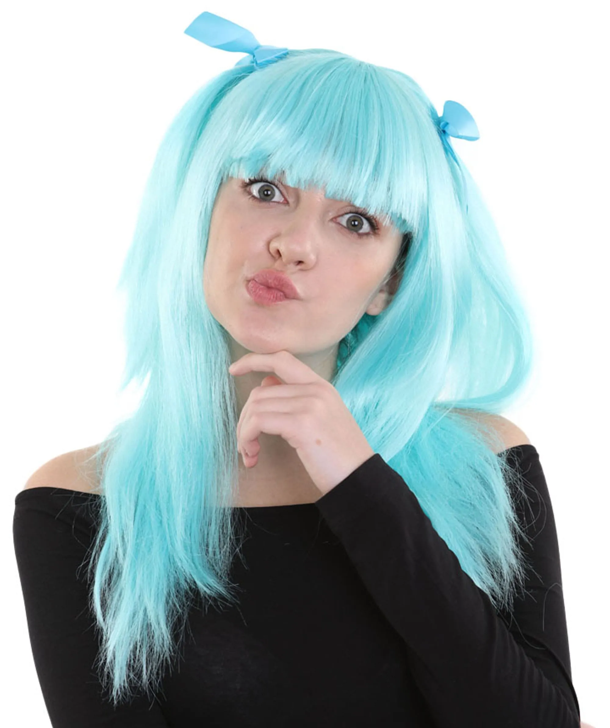 Game Womens Wig | Light Blue Cosplay Wig | Premium Breathable Capless Cap