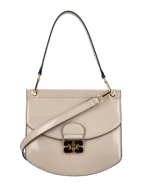 GANNI Chic Oyster Gray Mini Leather Handbag