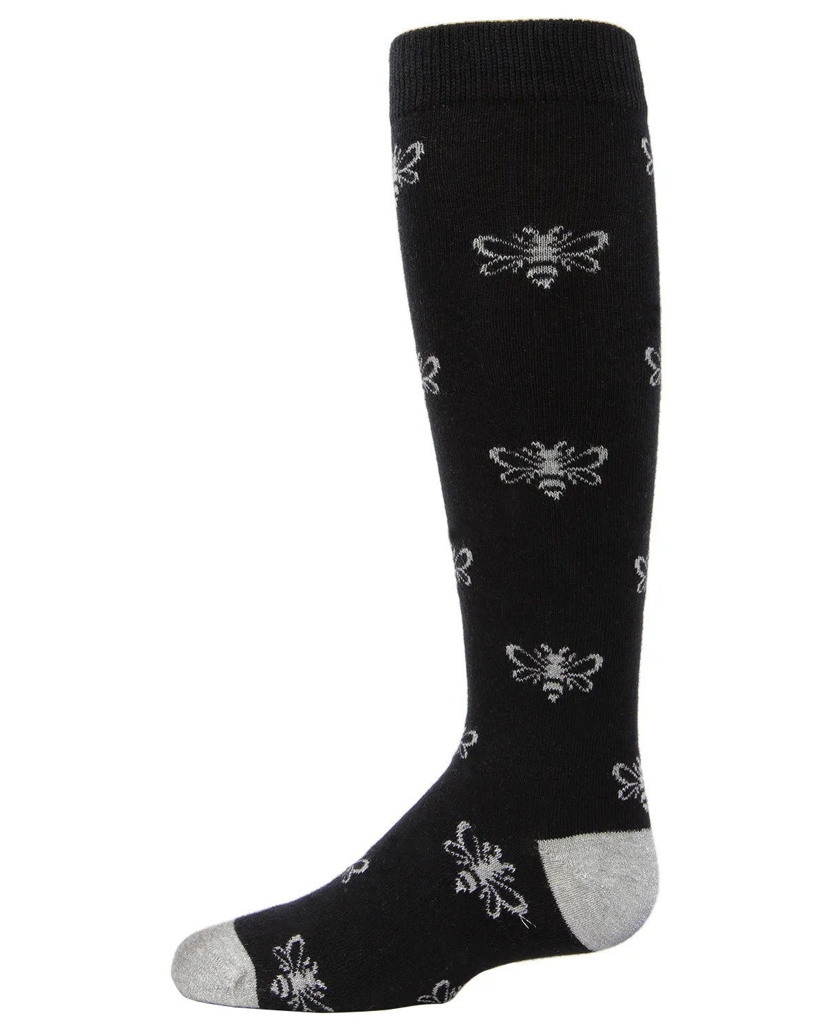 Girls' Busy Bee Glitter Cotton Knee High Socks