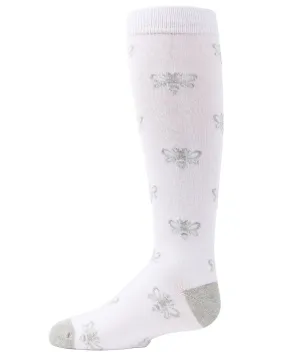 Girls' Busy Bee Glitter Cotton Knee High Socks