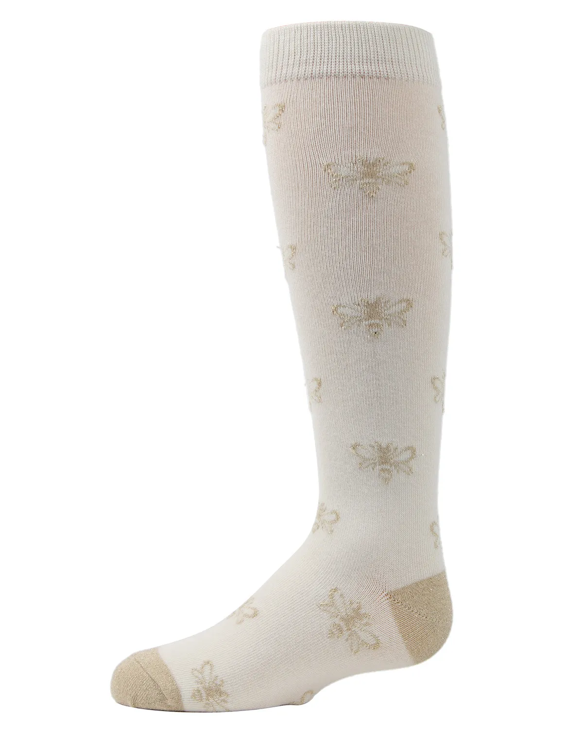 Girls' Busy Bee Glitter Cotton Knee High Socks