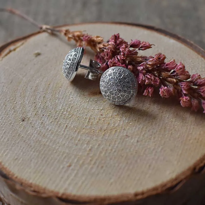 Glittering Dome Post Earrings