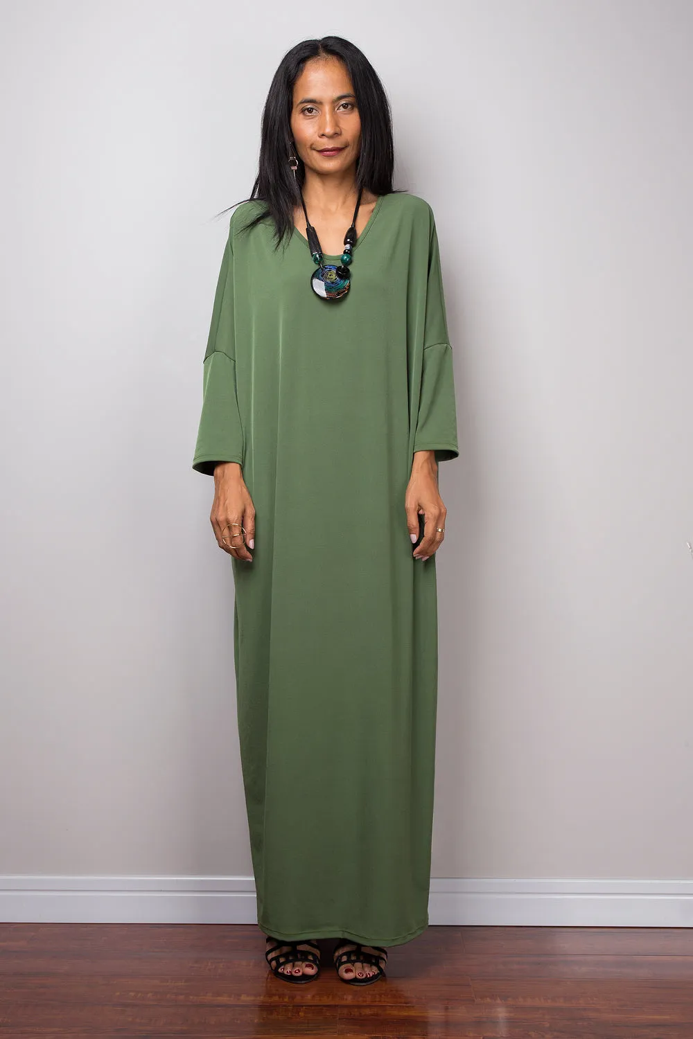 Green Dress, green mid length dress, lounge dress, oversized dress, loose fitting green dress, plus size dress