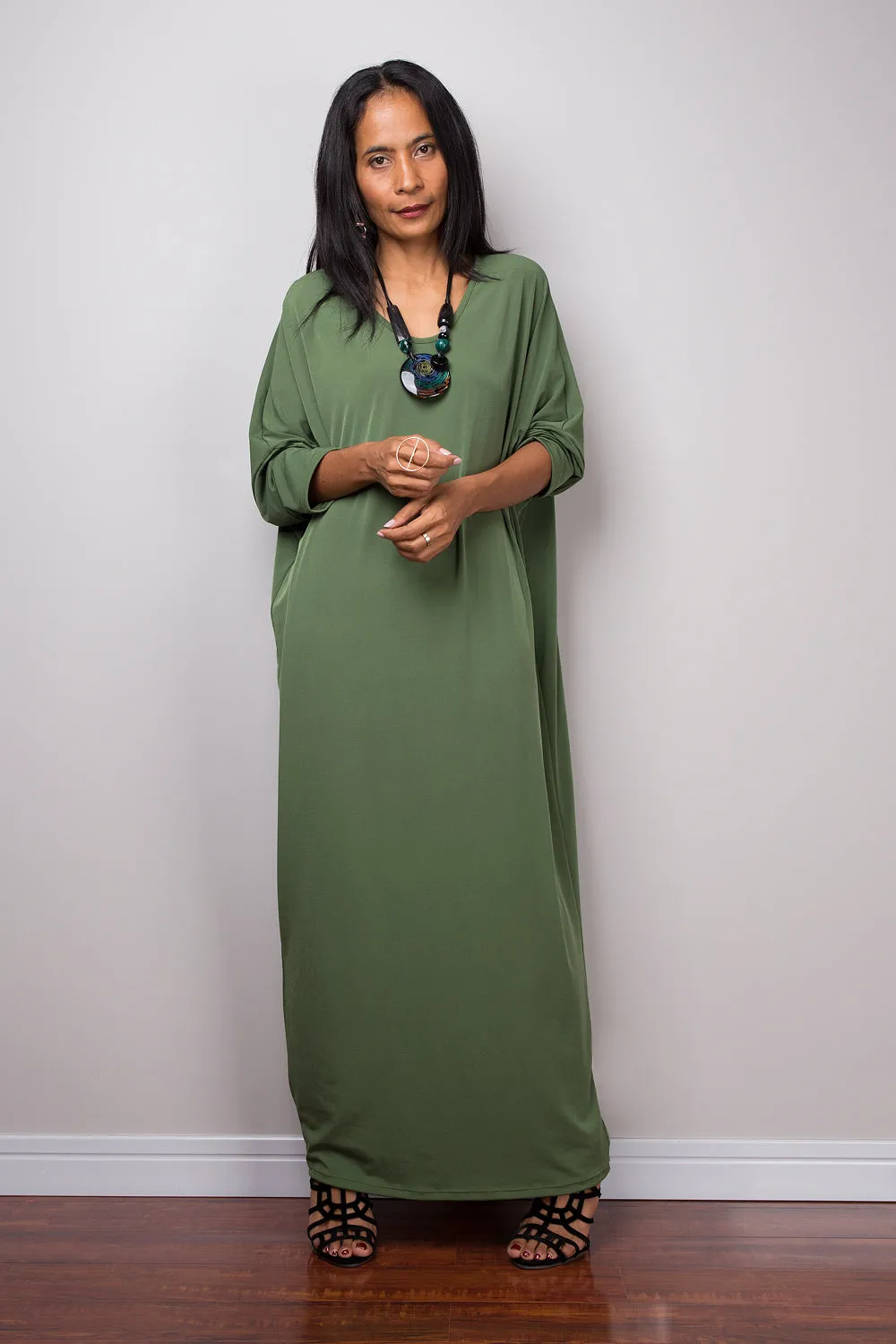 Green Dress, green mid length dress, lounge dress, oversized dress, loose fitting green dress, plus size dress