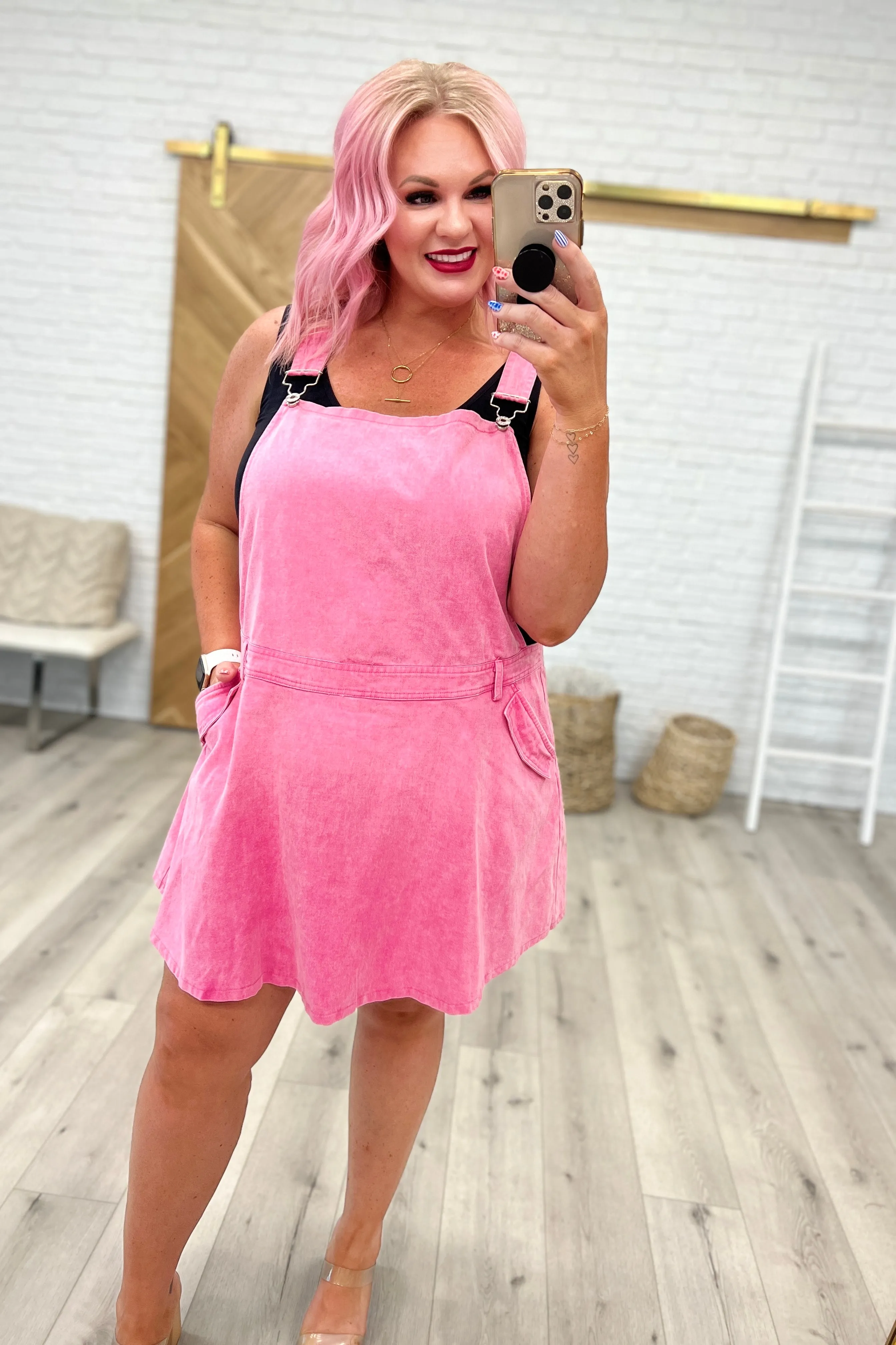 Gretchen Overall Skort Jumper in Fuchsia