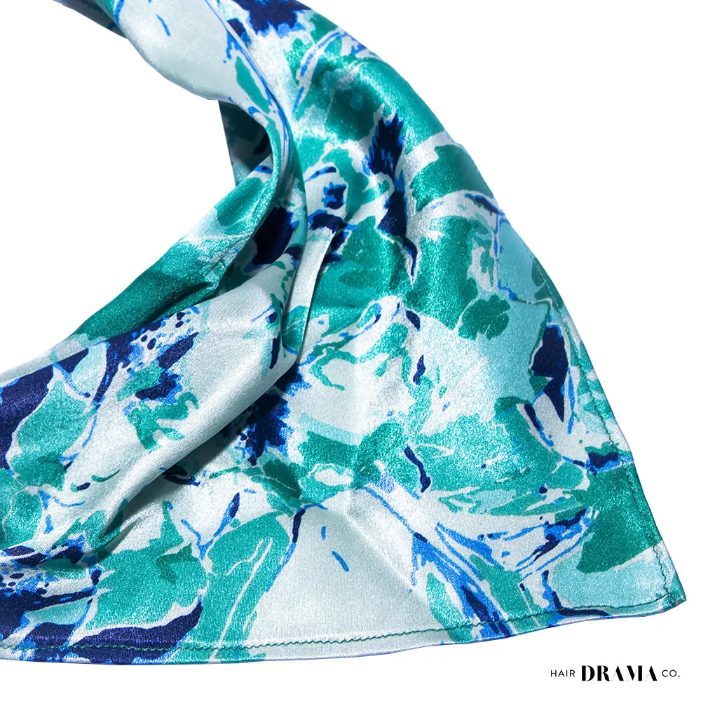 Hair Drama Co Abstract Headscarf With Elastic - Blue