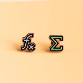 Hand-Painted  f(x) Summation Wooden Earrings - PET15289