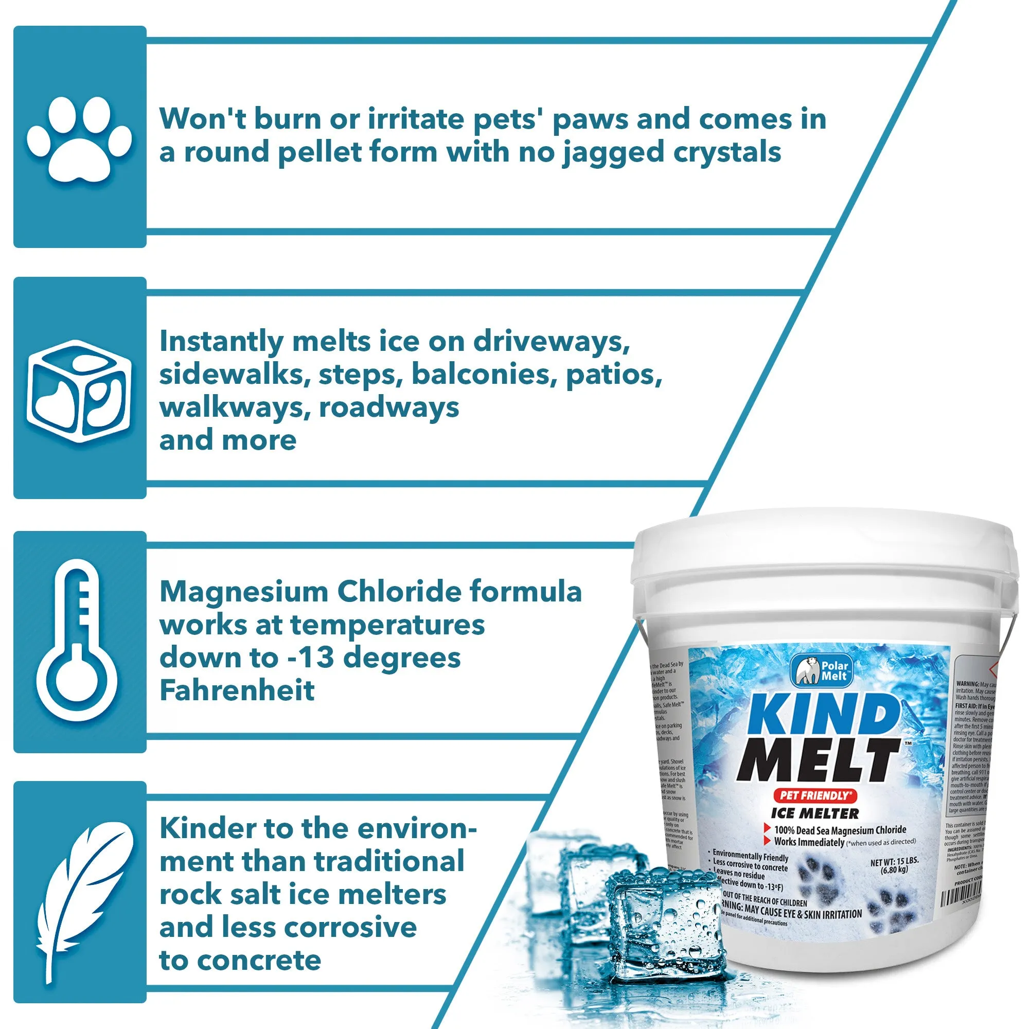 Harris Kind Melt Pet Friendly Ice Melt- 15lb with Scoop Included Inside Bucket