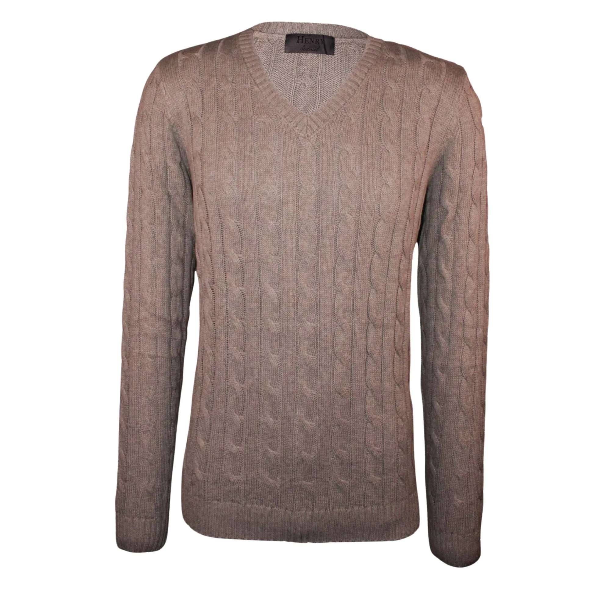 HENRY SARTORIAL V Neck Cotton Jumper GREY