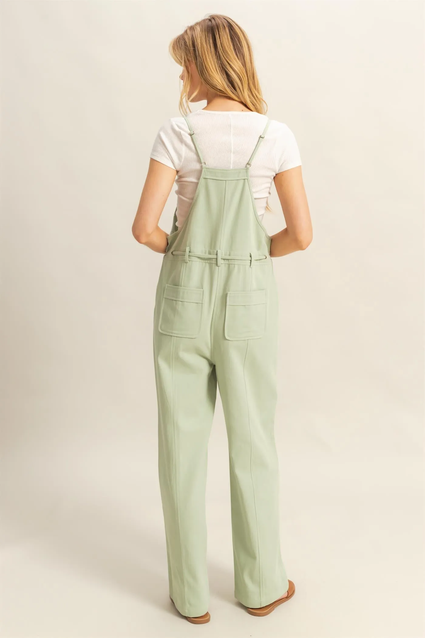 HF24E170-Front Button Washed Twill Overall