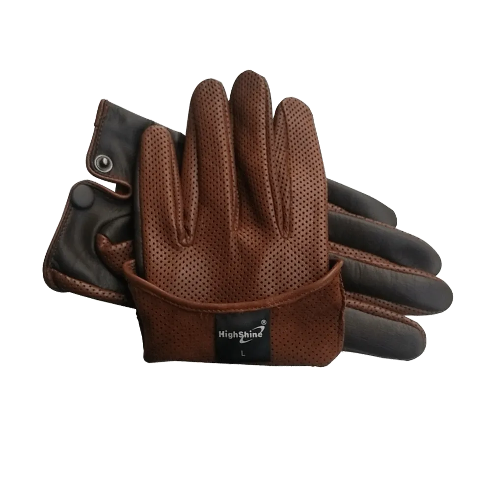 HIGHSHINE Men's Unlined  Summer Breathable Lambskin Leather Driving Gloves