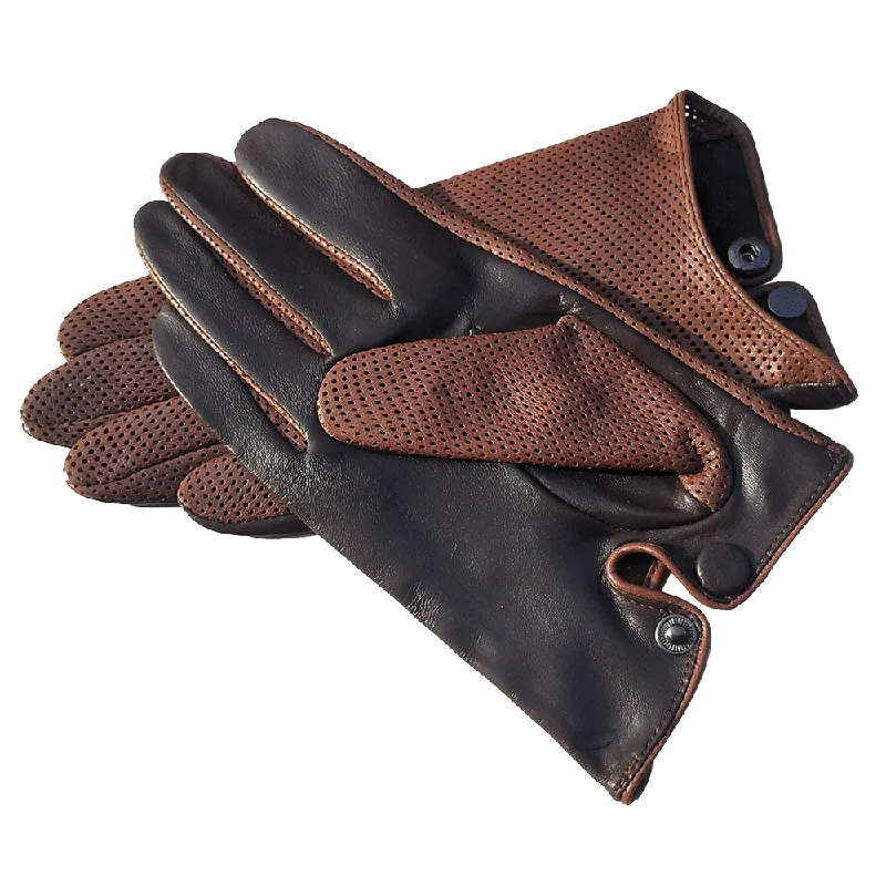 HIGHSHINE Men's Unlined  Summer Breathable Lambskin Leather Driving Gloves