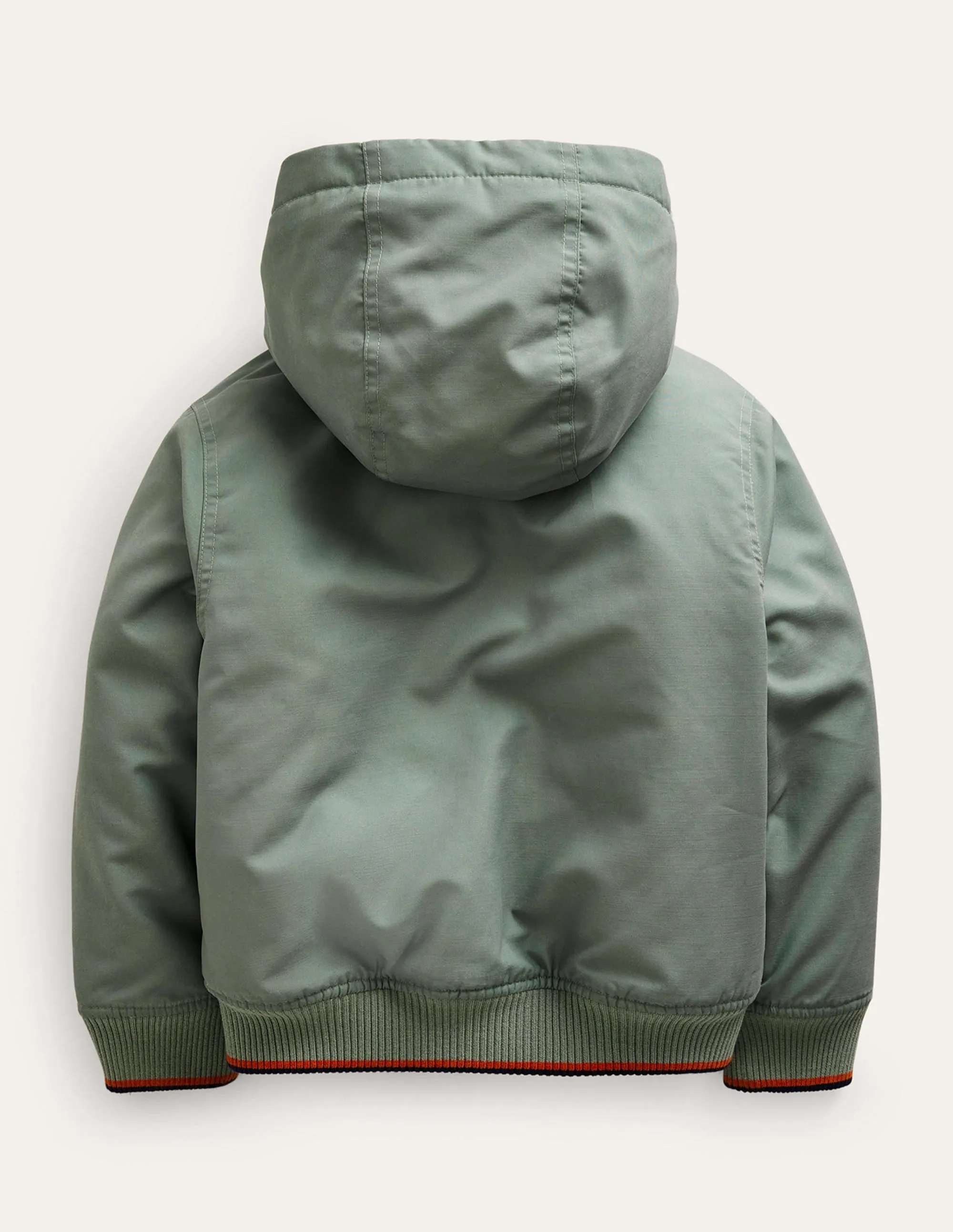 Hooded Lined Bomber Jacket-Pottery Green