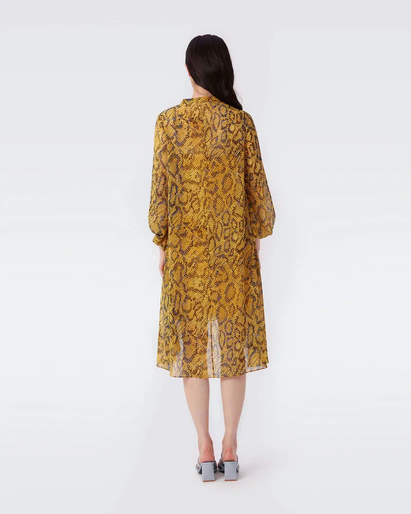 Ileana Chiffon Dress - Early Light Leopard Fish