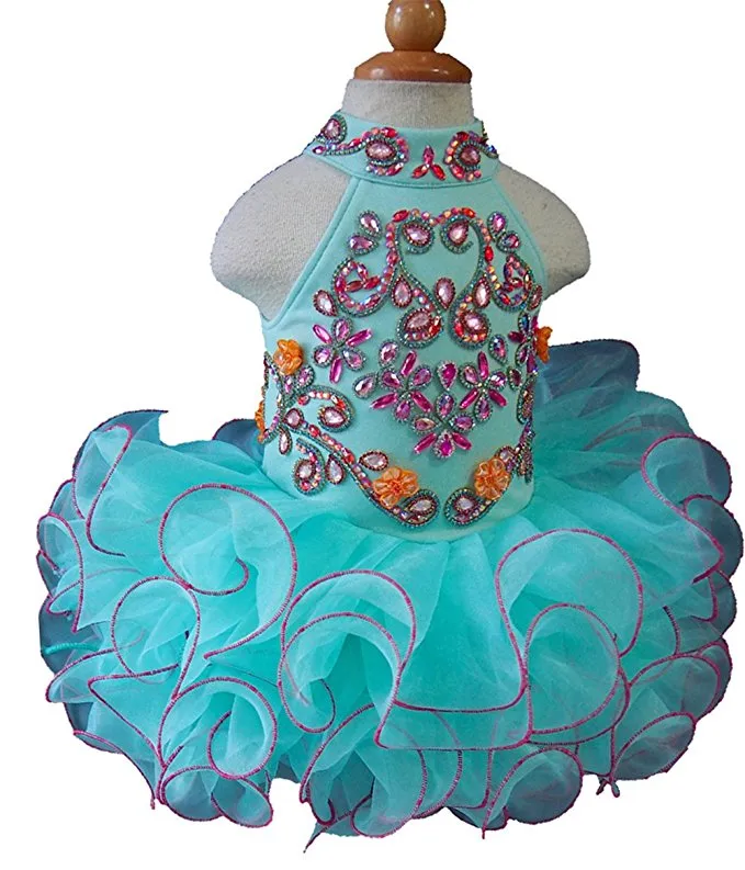 Jennifer Wu Halter Cupcake Pageant Dress With Hair bow