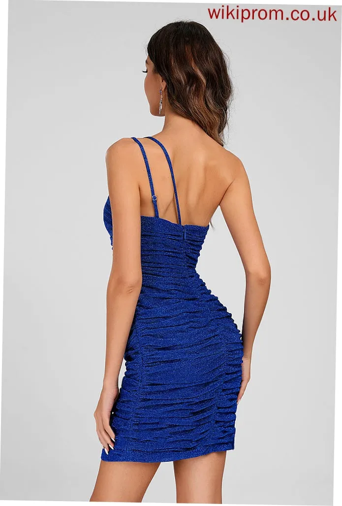 Juliana Homecoming One-Shoulder Jersey Sequins Short/Mini Bodycon With Pleated Dress Club Dresses