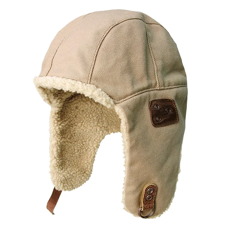 Kakadu Baron Canvas Aviator Cap - Bone