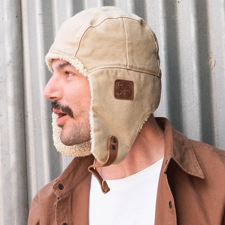 Kakadu Baron Canvas Aviator Cap - Bone