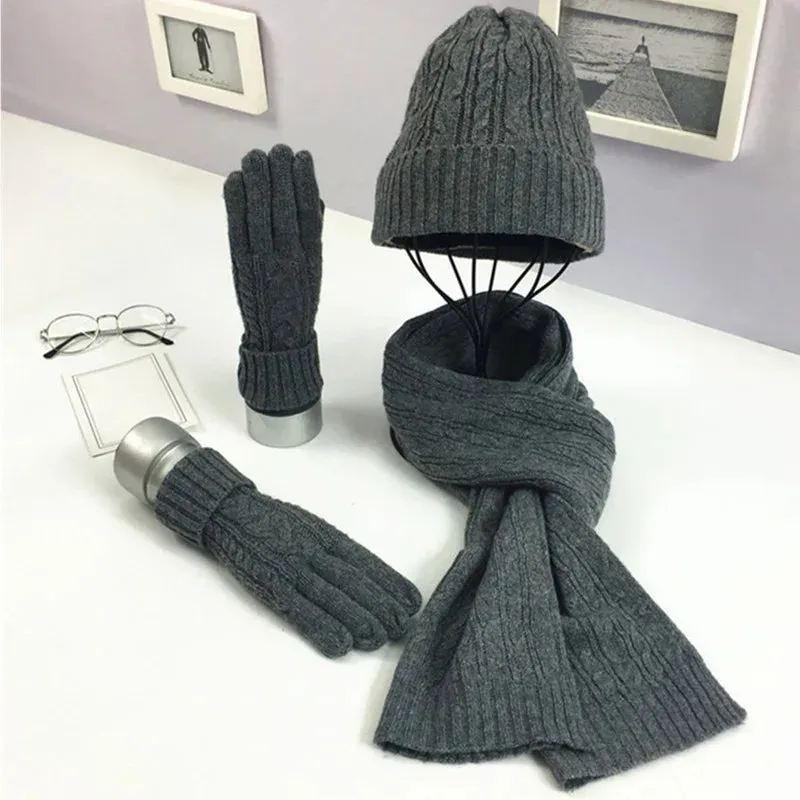 Knitted Winter Hat, Scarf & Gloves Set for Women - Cozy 3-Piece Cold Weather Bundle