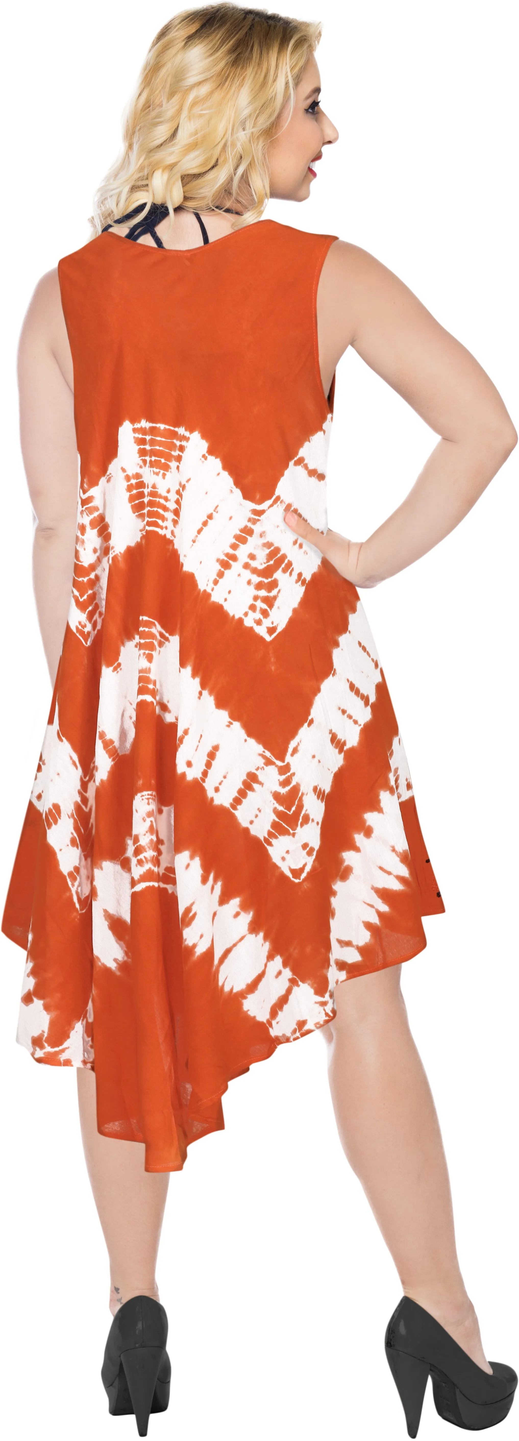 LA LEELA Floral Caftan Beach Dress Cover up for Women Orange_Y890 US Size 14 - 2