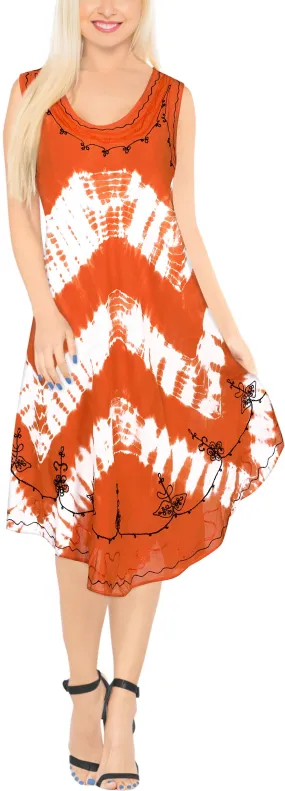 LA LEELA Floral Caftan Beach Dress Cover up for Women Orange_Y890 US Size 14 - 2