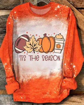 Ladies Thanksgiving Tis The Season Printed Long Sleeve T-shirt