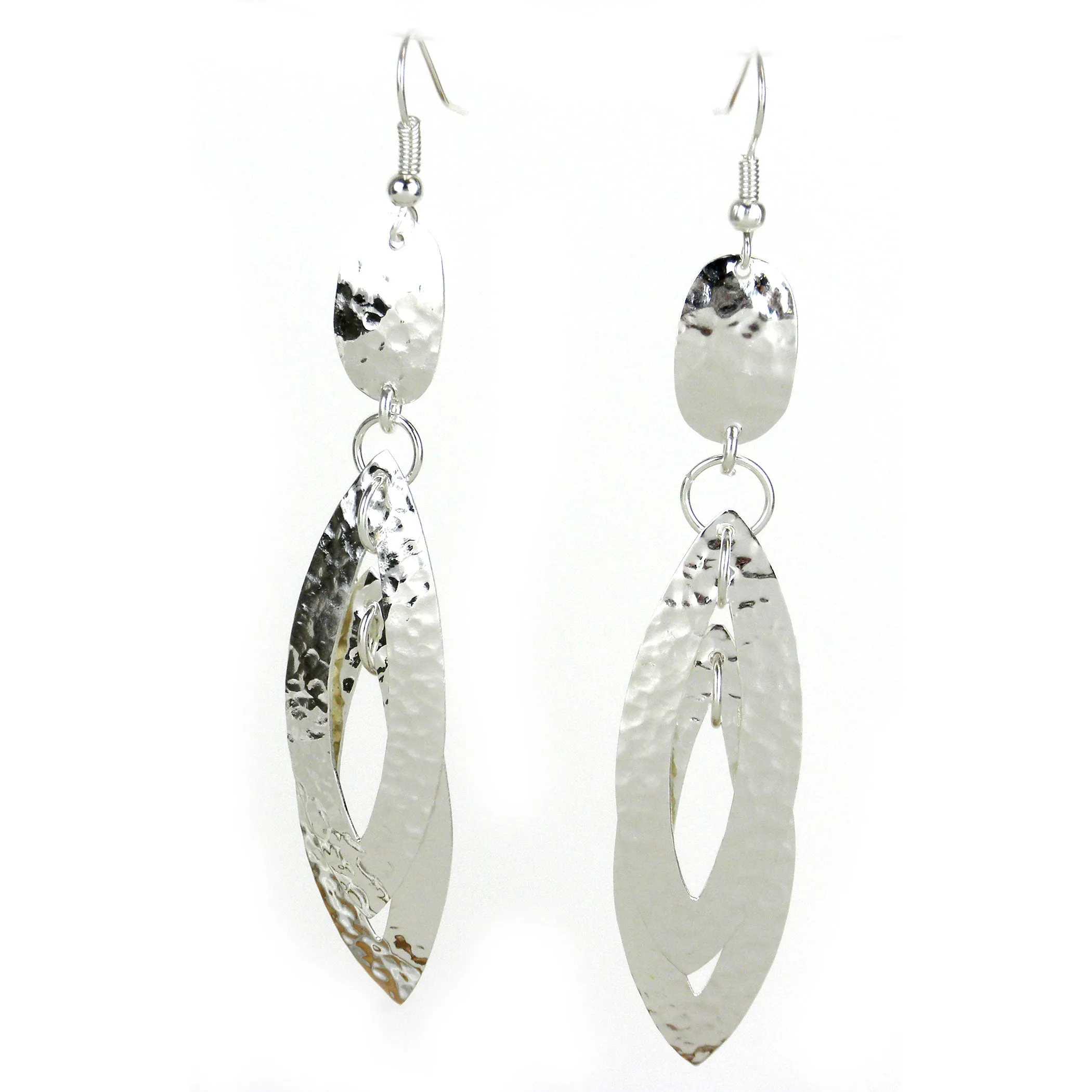 Large Silverplated Double Leaf Earrings Artisana