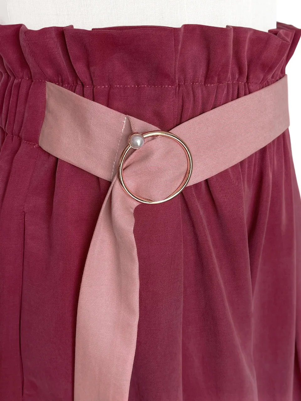 Last Chance! Deep Magenta Paperbag Waist Wide-leg Shorts