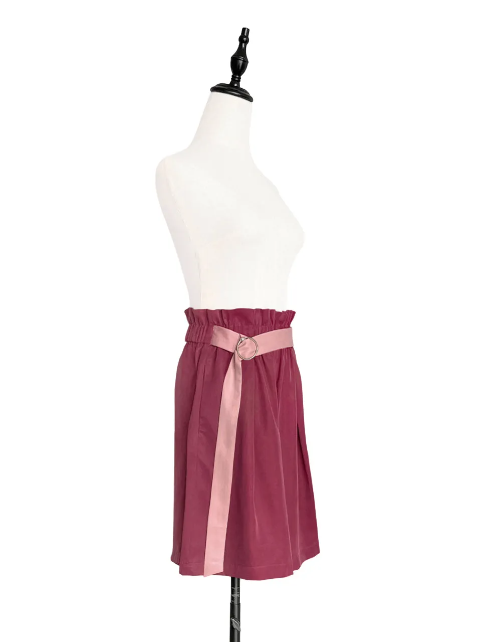 Last Chance! Deep Magenta Paperbag Waist Wide-leg Shorts