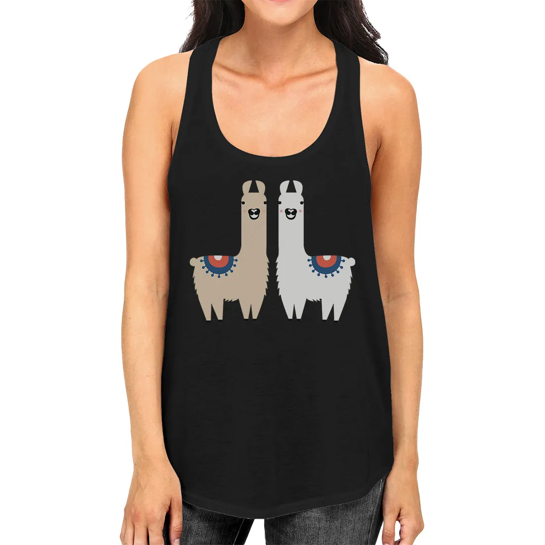 Llama Pattern Womens Cute Graphic Workout Gym Tank Top Racerback