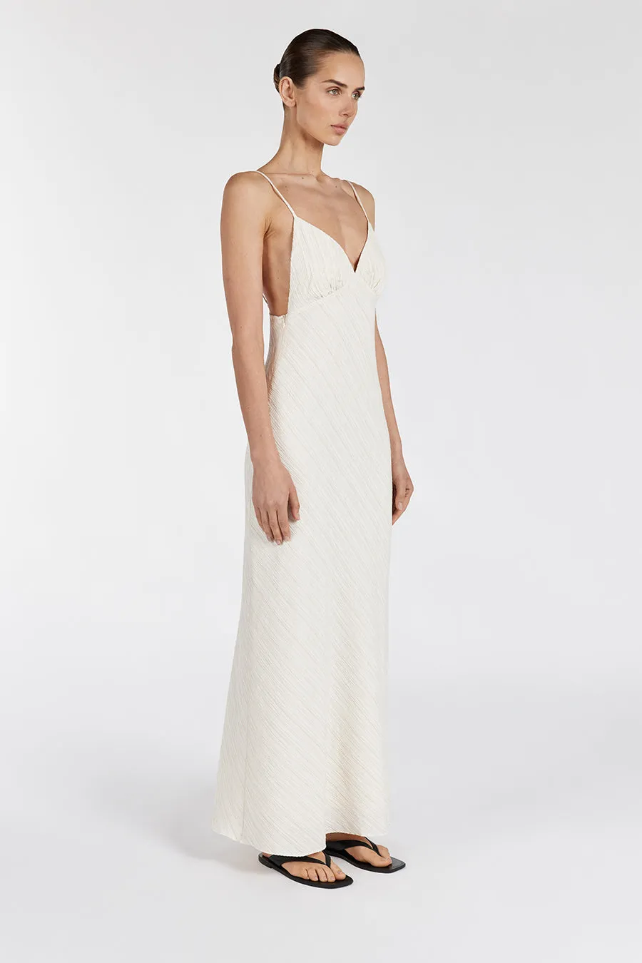 LOZ CREAM SLIP MIDI DRESS