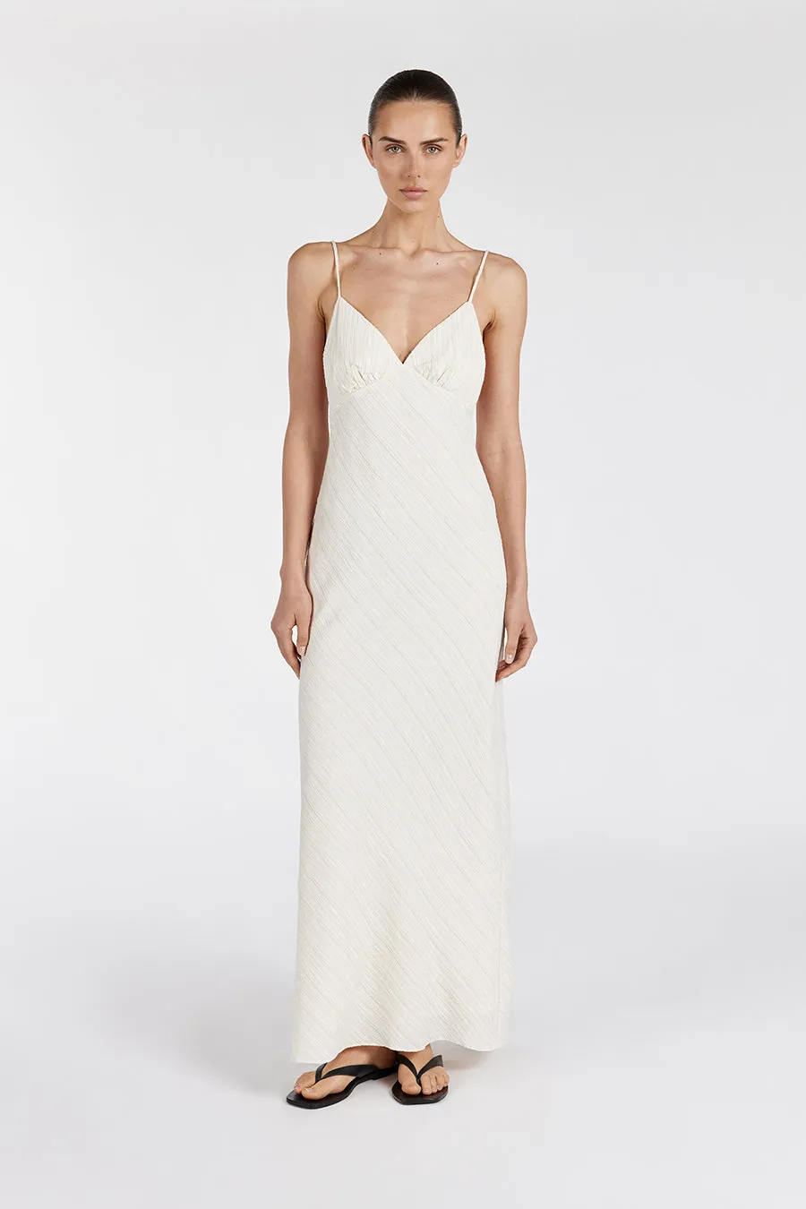 LOZ CREAM SLIP MIDI DRESS