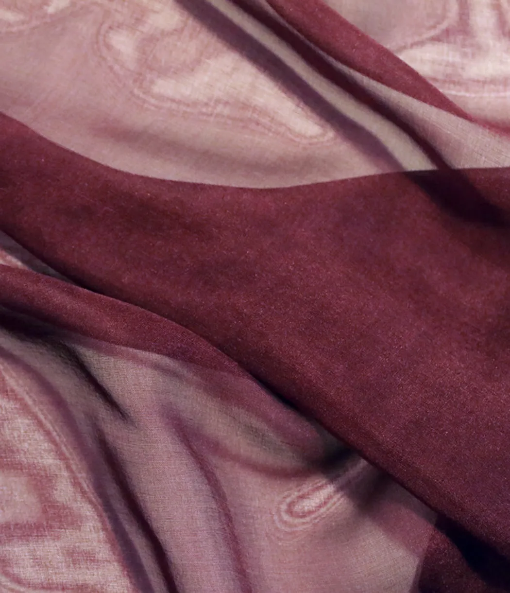 < Limited Edition > Silk Chiffon Scarf in bordeaux / 53 x 53cm / Made in Japan