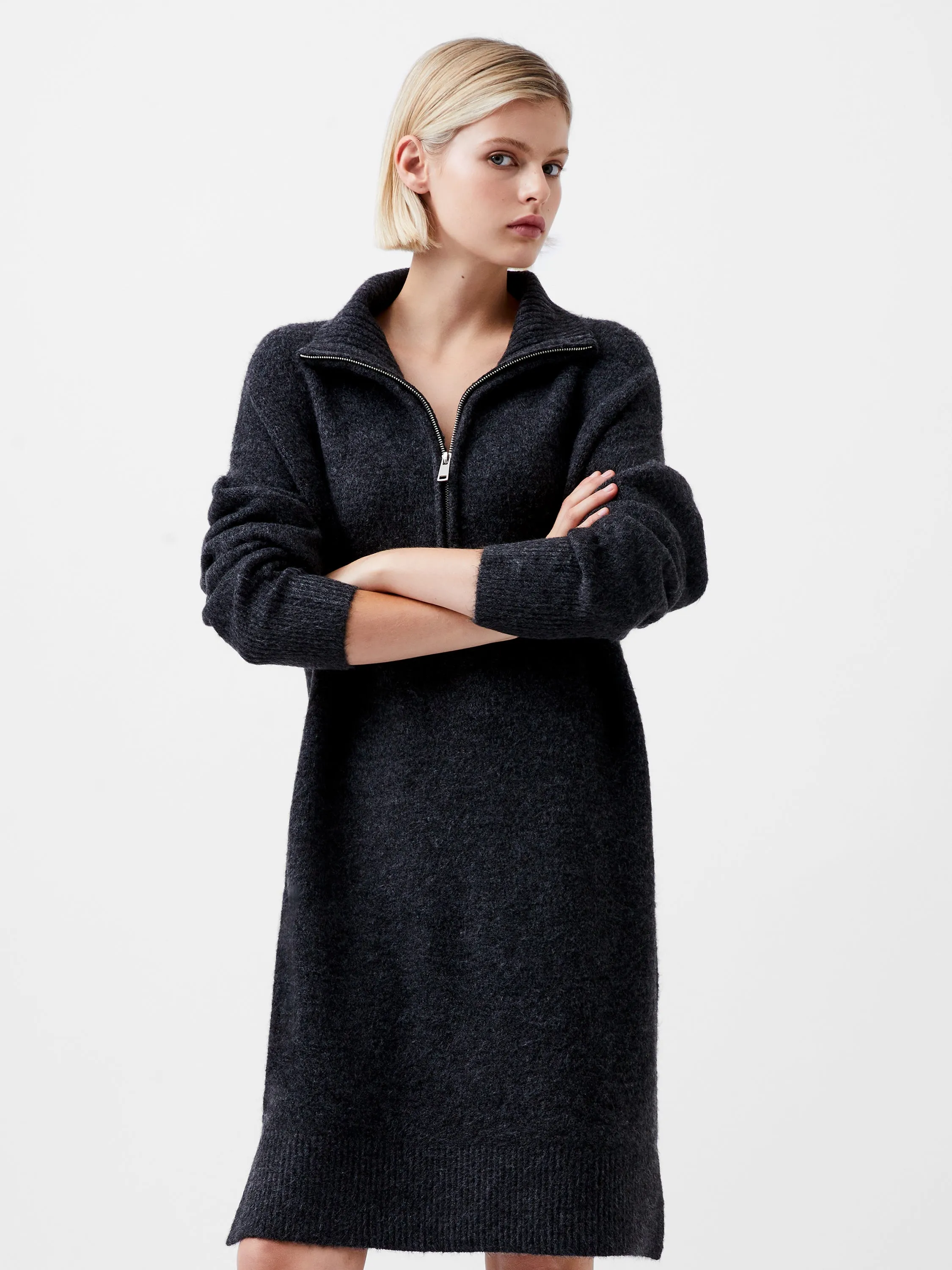 Maddox Half Zip Long Sleeve Knit Dress