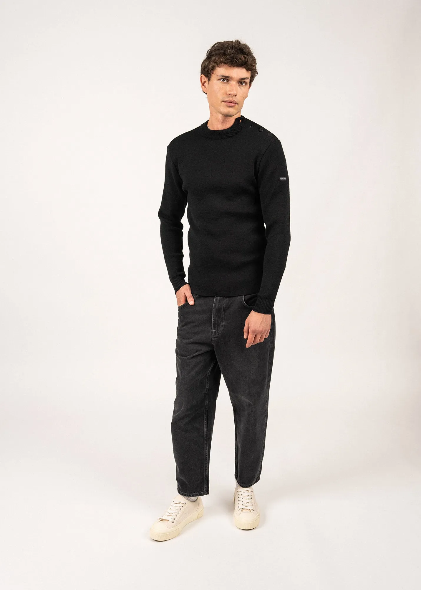 Matelot authentic sailor jumper - slim fit, in pure new wool (NOIR)