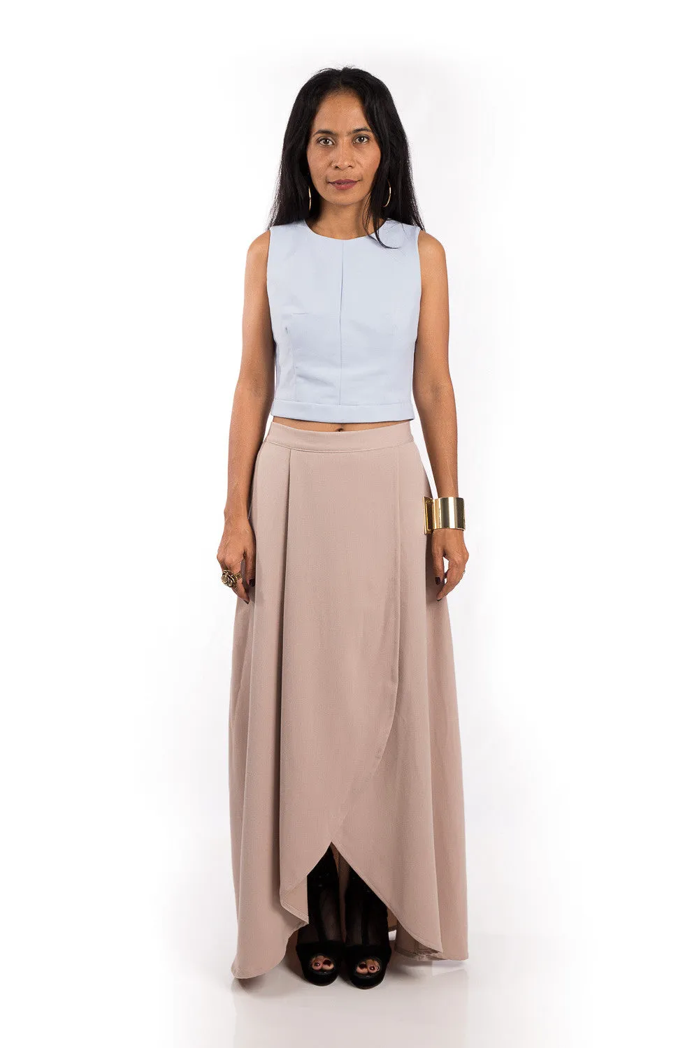 Maxi Skirt,  Split Skirt, Beige Skirt