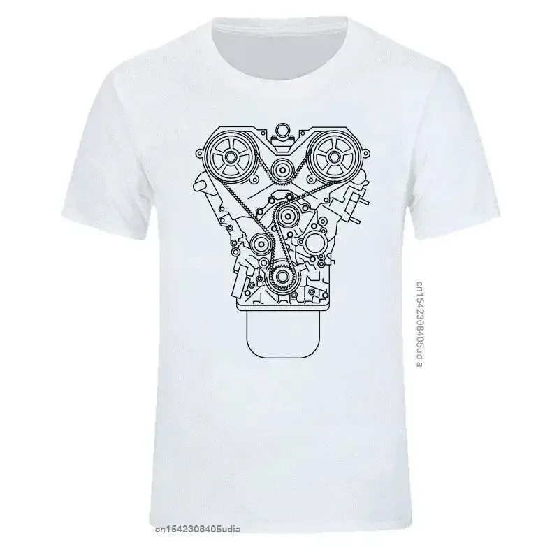 Men Tshirts Cotton Brand New Engine Design T Shirt Black Summer Tee Shirt for Men