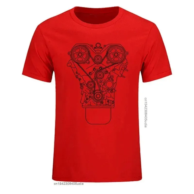 Men Tshirts Cotton Brand New Engine Design T Shirt Black Summer Tee Shirt for Men