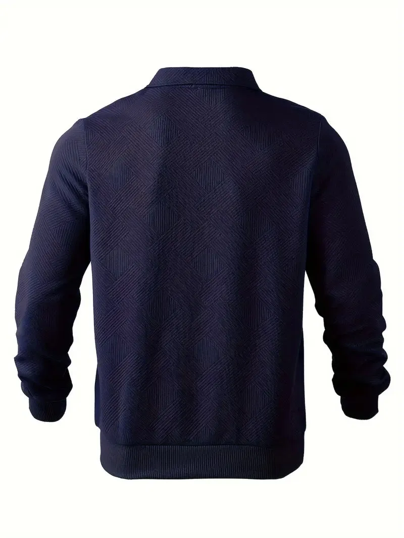 Men - Vintage Jumper - Zip Design - Cozy Retro Knitwear