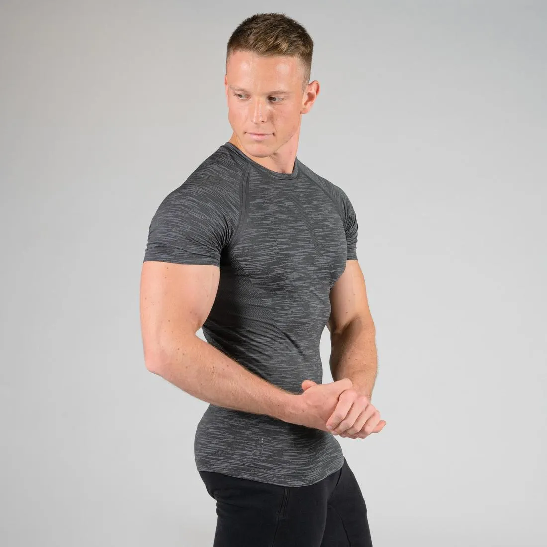 Men's Breathable Short-Sleeved Crew Neck Weight Training Compression T-Shirt