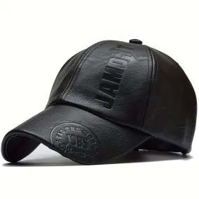 Mens British Style PU Leather Baseball Cap