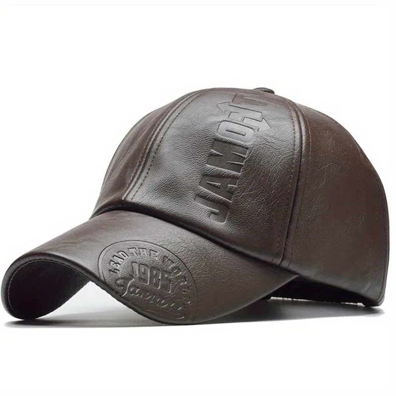 Mens British Style PU Leather Baseball Cap