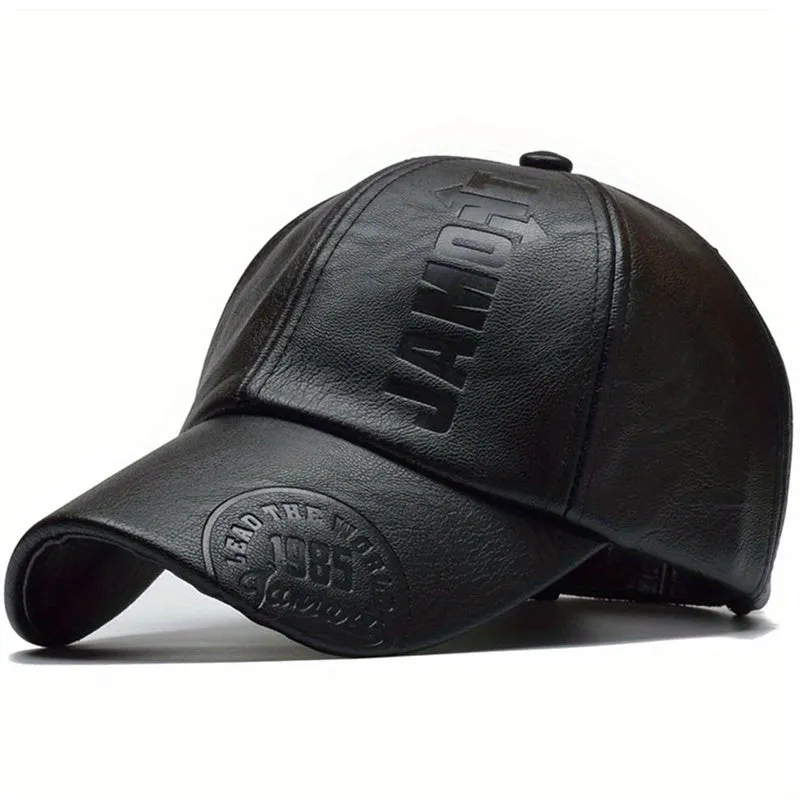 Mens British Style PU Leather Baseball Cap