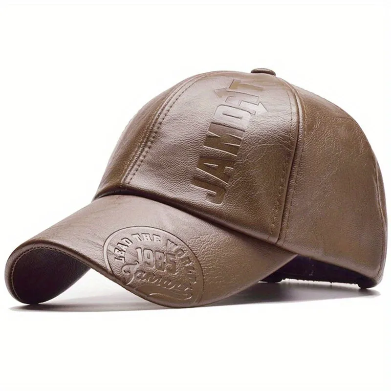 Mens British Style PU Leather Baseball Cap