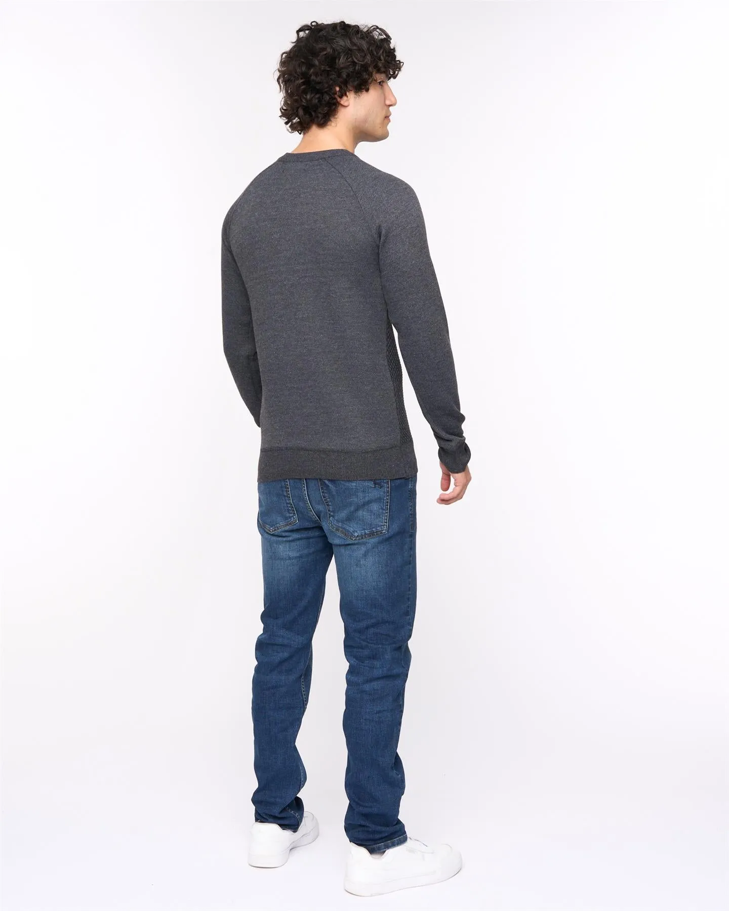 Mens  Crestfield Crew Knit Black Marl