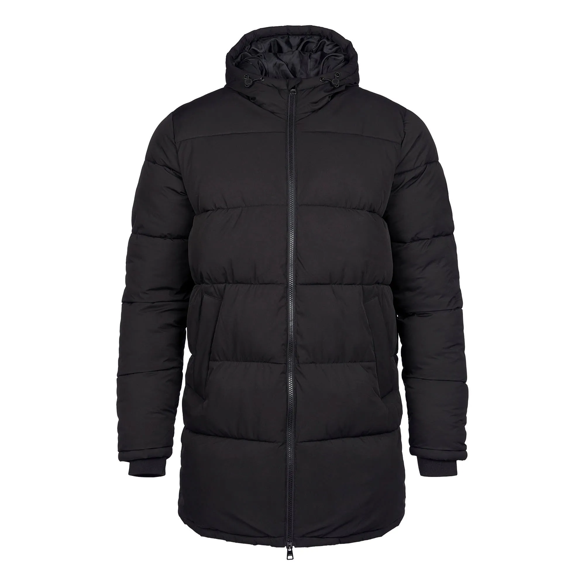 Mens Longline Puffer Coat in Black