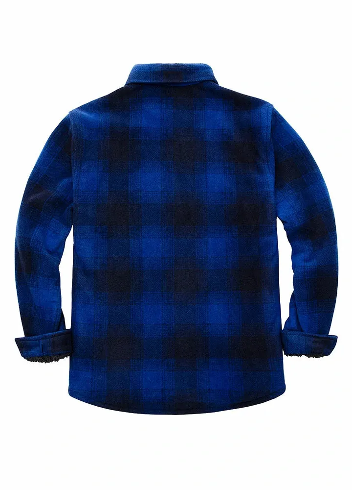 Men's Sherpa Fleece Lined Shacket,Button Down Plaid