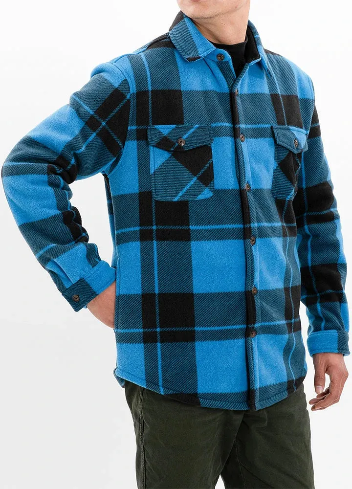 Men's Sherpa Fleece Lined Shacket,Button Down Plaid