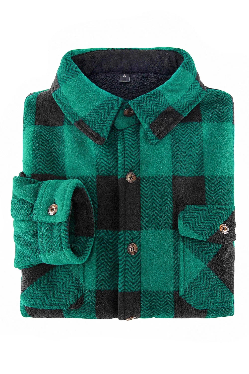 Men's Sherpa Fleece Lined Shacket,Button Down Plaid